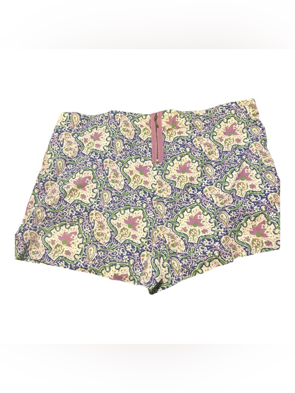 Boo Gomes Cotton Paisley Shorts in Purple & Green